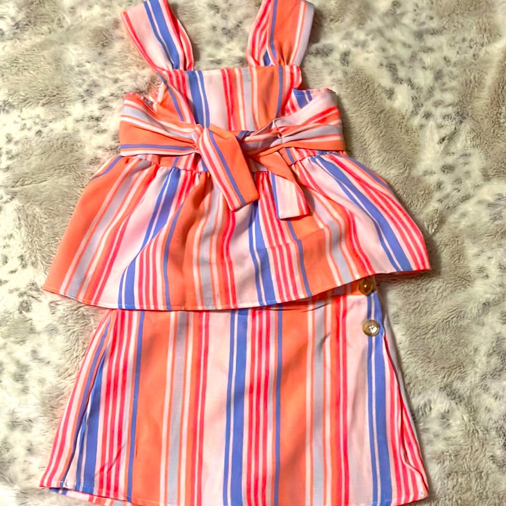 Vibrant colorful Girls 7/8 skort and top set